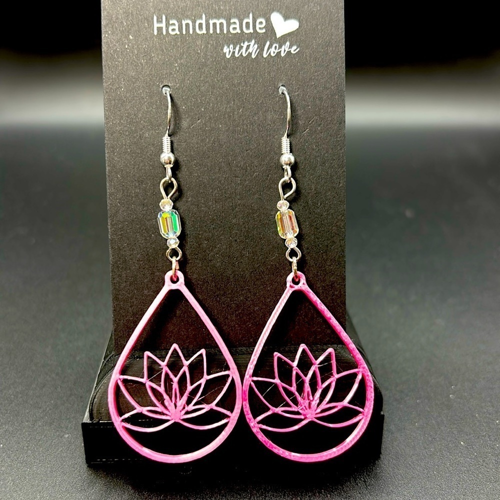 Lotus Teardrop Earrings - Picture 1 of 6